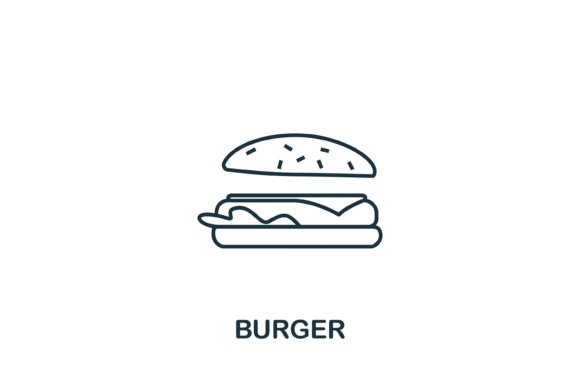 Burger Icon from Fastfood Collection: Enhancing Digital Design with Simple Line Elements
