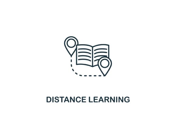 Enhancing Digital Education with a Simple Line Distance Learning Icon